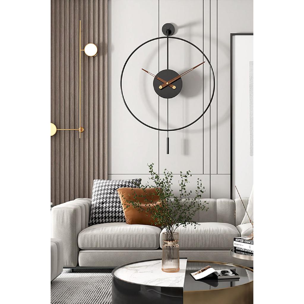 Tiktok Plus 60 см, черные, современные декоративные металлические настенные часы с маятником