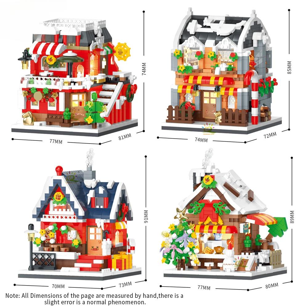 Рождественский Санта-Клаус Дом Строительные Блоки Город Снег Рождественское Украшение Модель Кирпичи Набор Игрушки для Детей Подарок Детям