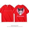 New Summer Pure Cotton Childrens Tshirt Kuromi Fashion Doublesided Printed Parentchild Outfit Round Neck Short Sleeved Shirt