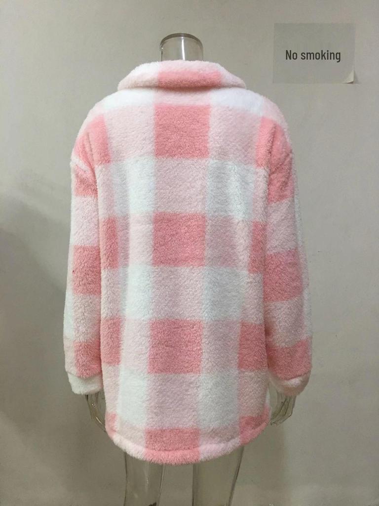 Женская клетчатая куртка из овечьей шерсти с карманами - Коллекция Осень/Зима 2025