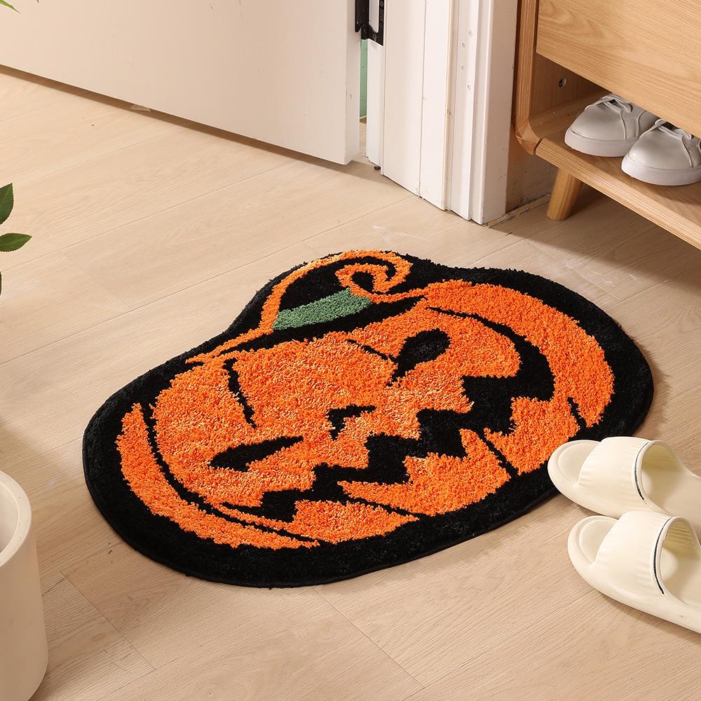 New Creative Pumpkin Flocking Non-Slip Absorbent Bathroom Door Mat