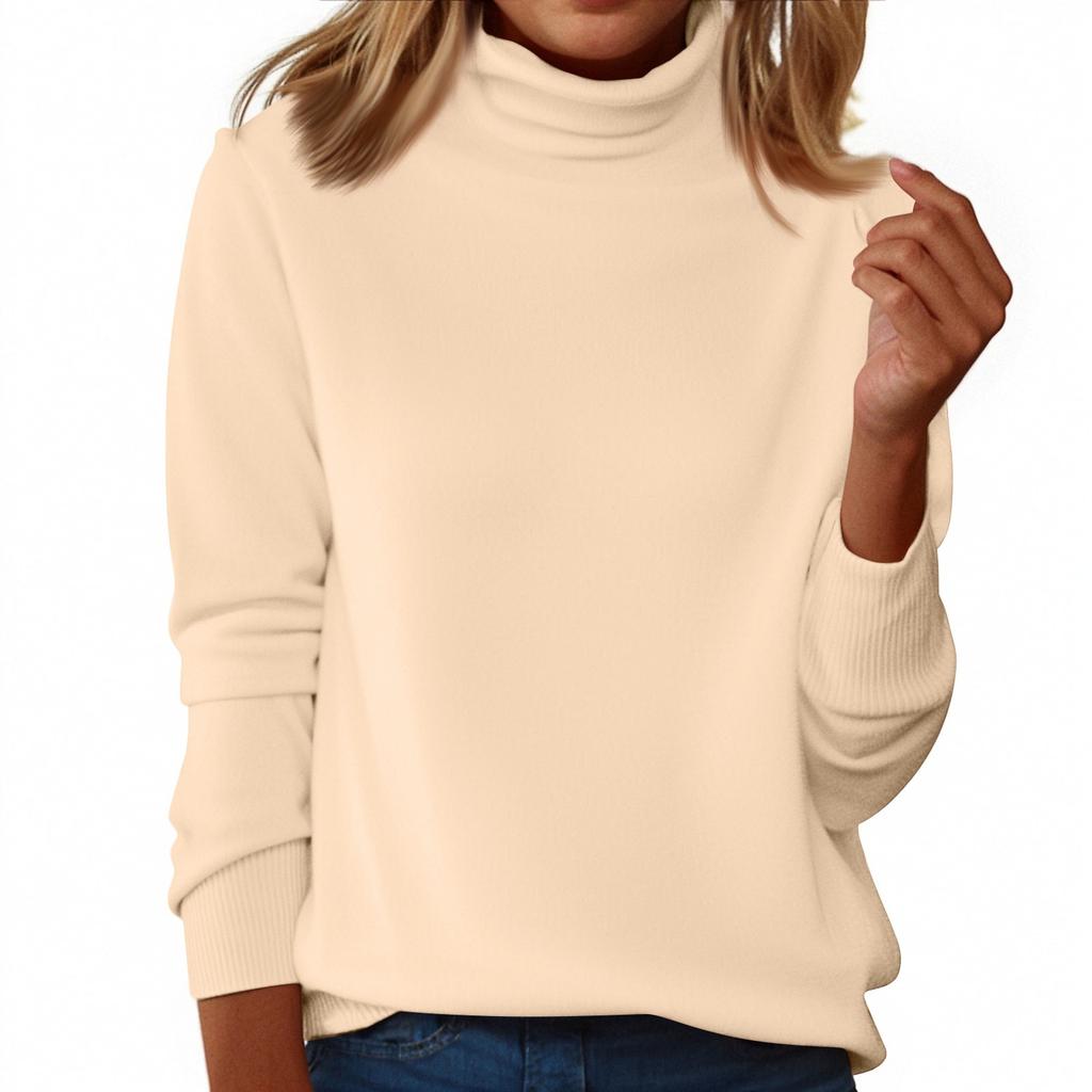 Women's Slim Fit Temperament Wool Long Sleeve Seamless Turtleneck Sweater