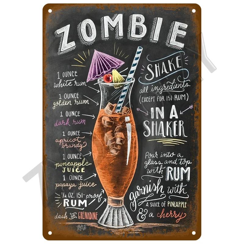 Vintage Cocktail Beer Metal Tin Signs Retro Bar Wall Decor Plaque for Pub Man Cave Kitchen