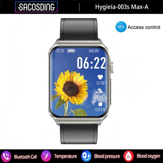 SACOSDING Hygieia-003s Max-A Bluetooth Call Смарт-часы 320*380 HD 1,85-дюймовый экран ЭКГ + ВСР + NFC Многофункциональные спортивные часы IP67 Водонепроницаемые умные часы