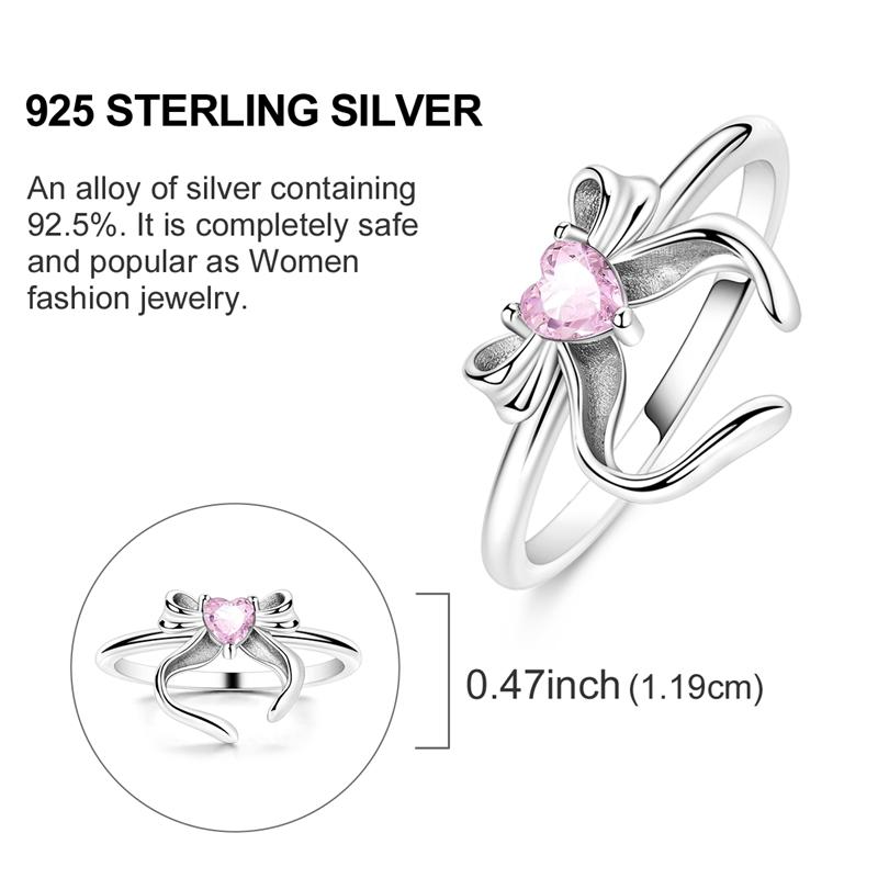 Original Rings 925 Silver Simple Sparkling Heart Bow Dragon Firefly Star Moon Ring for Women Girls Wedding Jewelry Gift