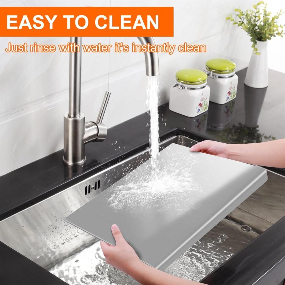 Разделочная доска из нержавеющей стали 304 для нарезки, выпечки, подходит для кухни, для мяса, фруктов, овощей, хлеба и выпечки, длина 40 см