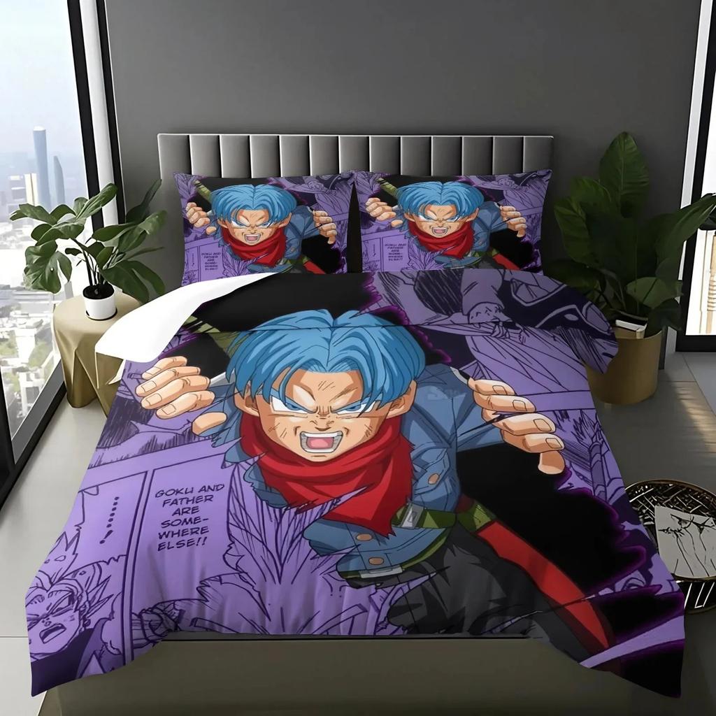 2026 Hot Sale Japanese Anime Dragon Ball Son Goku Bedding Set Quilt Cover Twin Full Bedroom Bed Decor for Teens Best Gifts