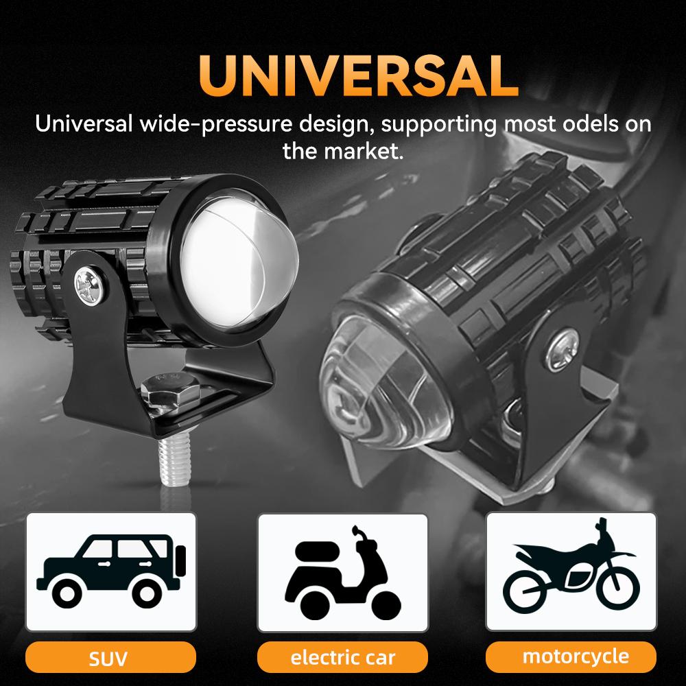 Moto Fog Auxiliary Motorcycle Headlight Spotlights Super Bright Motorcycle LED Explorers Headlight Projector Fisheye Lens LED