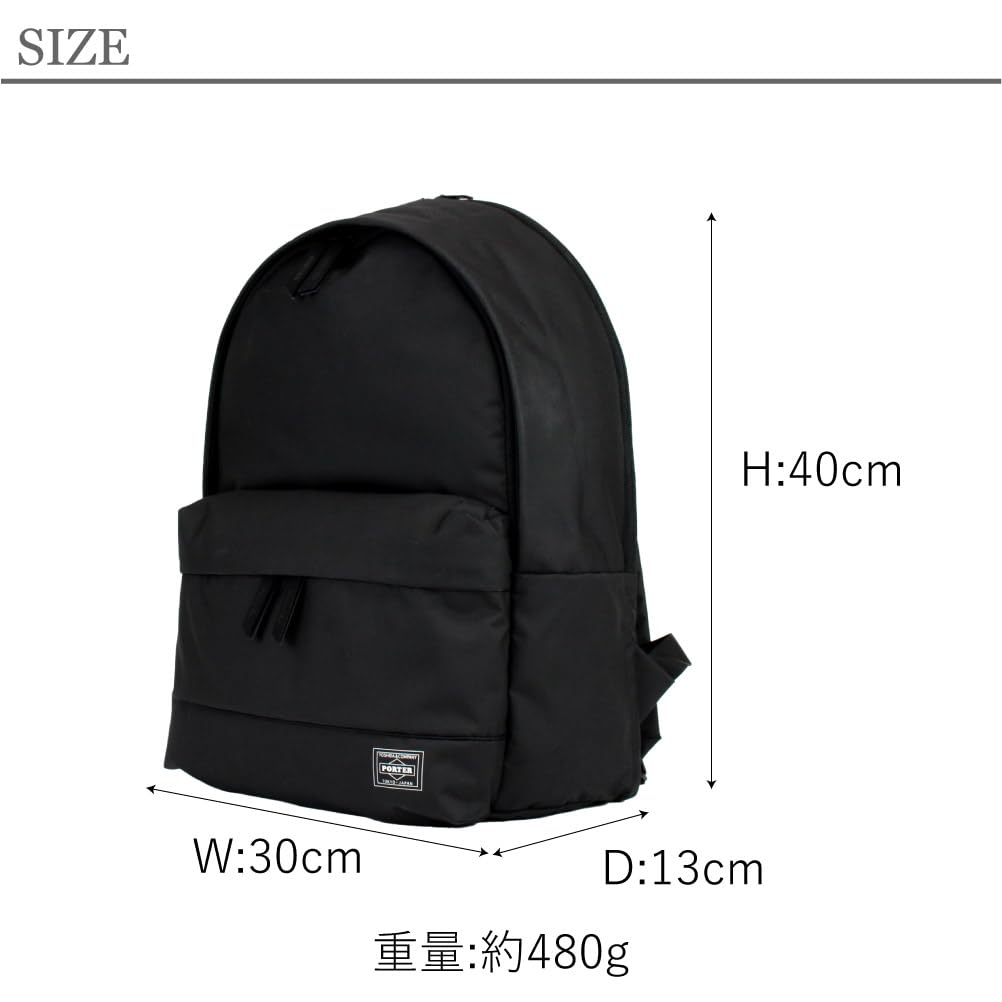 PORTER MOUSSE Daypack L Black (751-29876) A4 Lightweight Water-Repellent Backpack