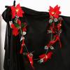 Imitation Velvet Poinsettia Garland String Lights Battery Powered 2m 10 LEDs Christmas Flower Garland Lamps with Red Berries