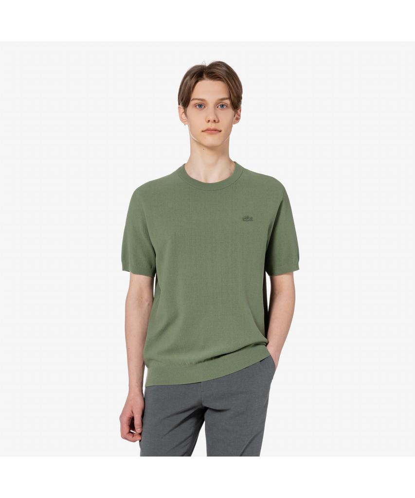 Мужской однотонный джемпер с коротким рукавом и круглым вырезом Lacoste Ah224E-55G Bmy