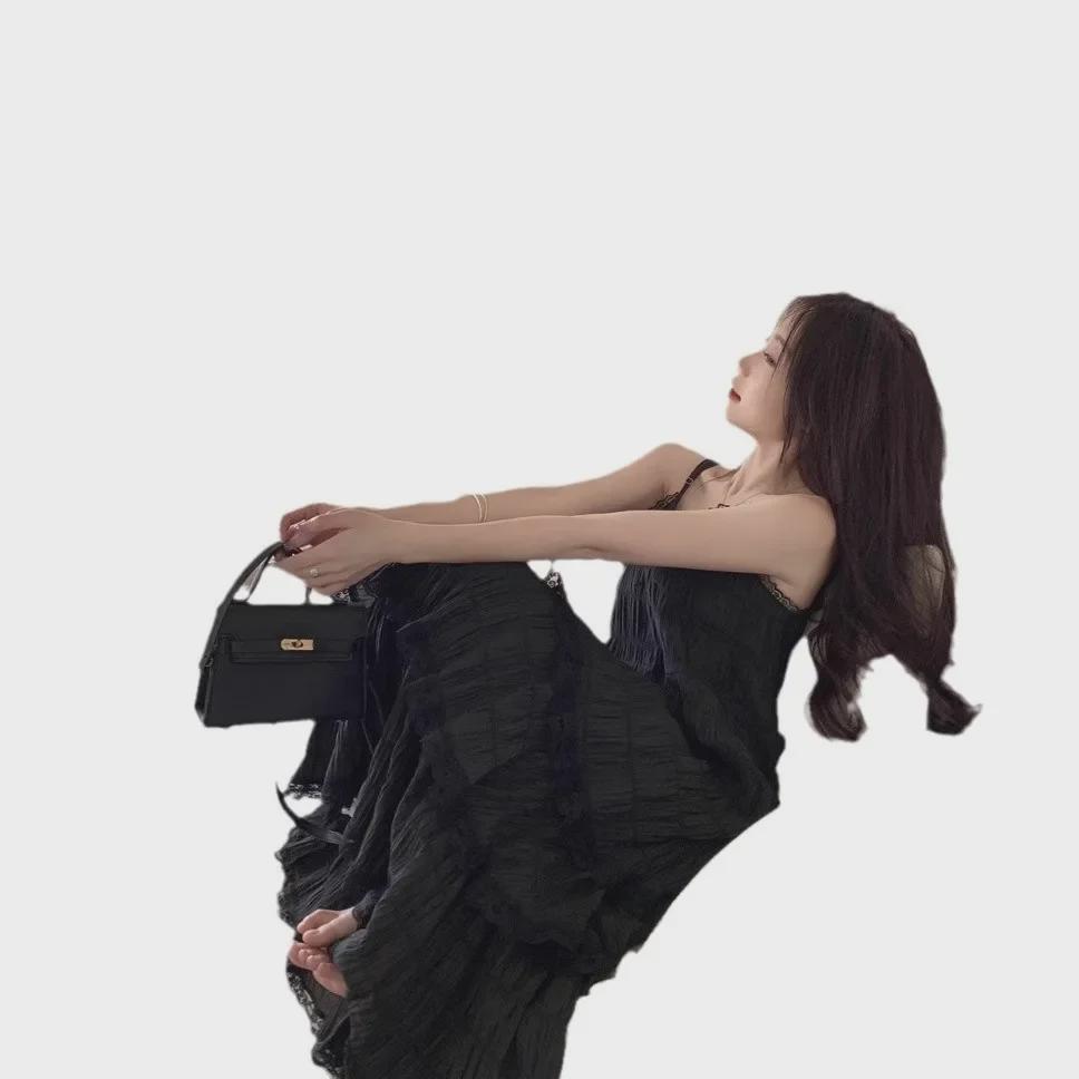 Шикарное французское белое платье на подтяжках для женщин — бросающее вызов возрасту, свободное, многослойное, длинная юбка, идеально подходит для весенних каникул