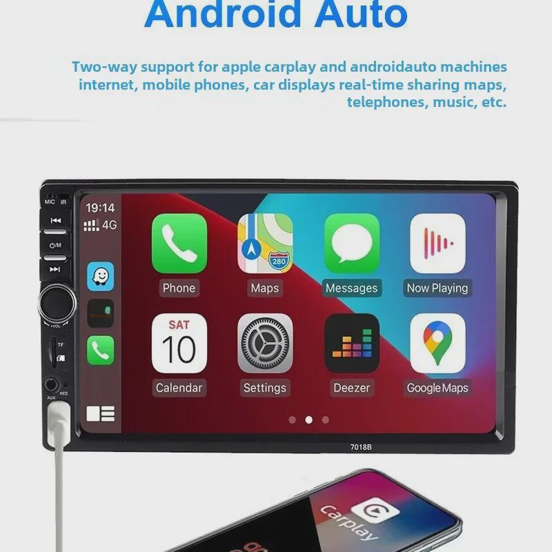 HD Автомобильный MP5-плеер с емкостным сенсорным экраном, CarPlay, Bluetooth-звонками и камерой заднего вида, Модель 7018B
