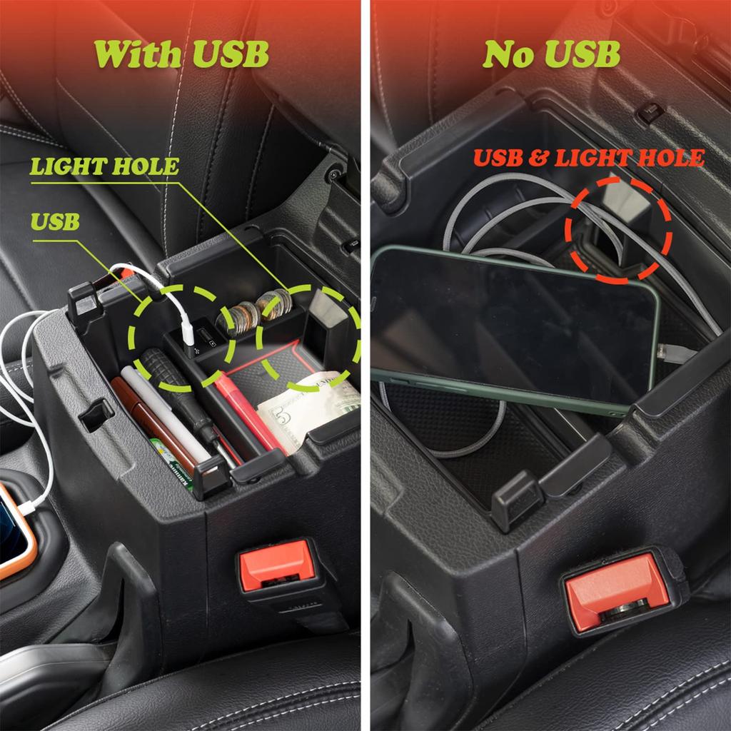 DrCarNow Органайзер на центральную консоль с USB-портом для зарядки, вставка в подлокотник, аксессуары