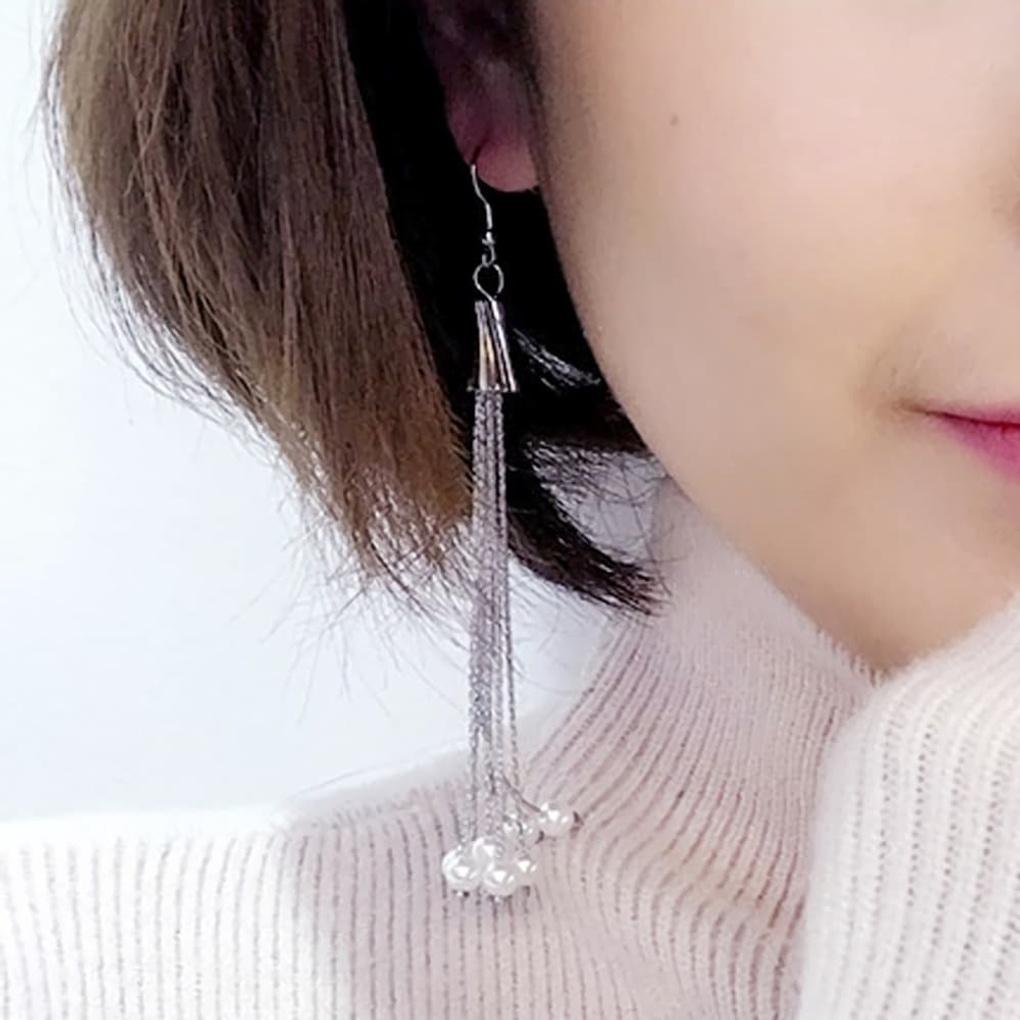 Серьги из серебра 925 пробы с пресноводным жемчугом, двойной кулон, кисточка