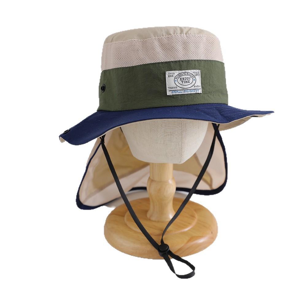 Big hat camping mountaineering summer breathable foreign air children's sun protection hat outdoor neck protection boy baby bucket hat