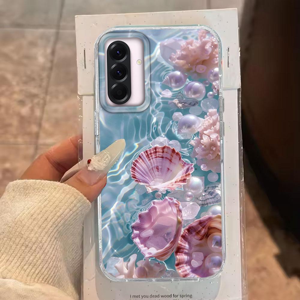 Чехол для телефона для девочек из ракушки Морской жемчуг для Samsung Galaxy A55 A56 A36 A26 A16 A53 A06 A14 A24 A34 A54 A15 A25 A35 A12 A07 A17