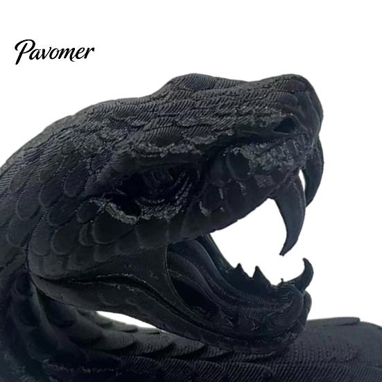 Snake Sculpture for Shelves 3D Printed Head Ornament, Desk with Sharp Teeth, Wild Style Ornament Realistic Animal Figurine Halloween Home Living Room