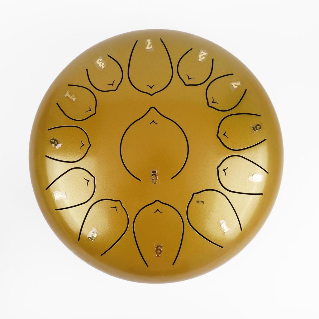 Steel Tongue Drum: 12" with 13 Sanskrit Sounds, Dust-Free, Stress-Free Design, Available In Empty Drum Color.