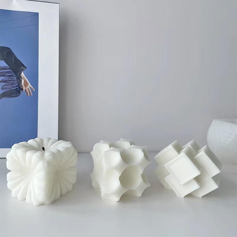 Геометрическая полосатая цилиндрическая силиконовая форма для свечей Магический квадрат Инструменты для изготовления гипса из смолы Форма неровности Декор для домашнего стола Ароматерапевтические свечи Подарки