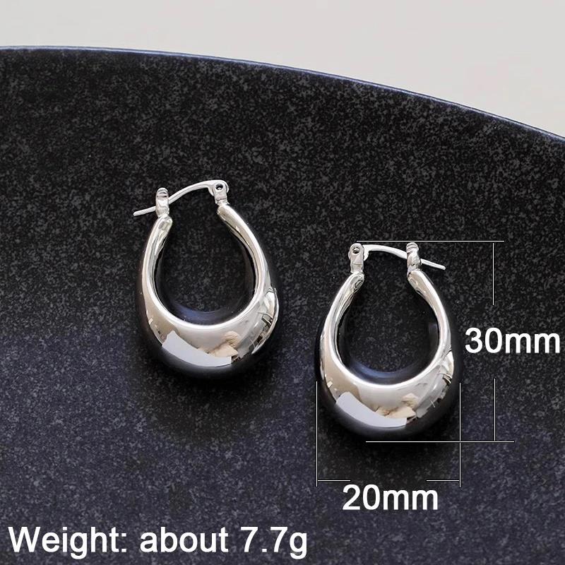 Huitan Elegant Women Hoop Earrings Simple Design Silver Color/Gold Color Aesthetic Engagement Trendy Accessories Party JewelryGood product
