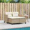 VidaXL Canapé de Jardin 2 Places avec Tabourets, Siège de Patio, Meuble de Terrasse Balco Arrière-cour Extérieur, Beige 365794