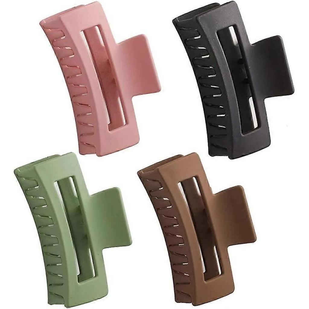 Hair Claw Clips Square Non Slip Catch Barrette Strong Hold Hair Jaw Accessories for Women Girls 4PCS,Hair Jaw Clips green+pink+coffee+black)(4pcs