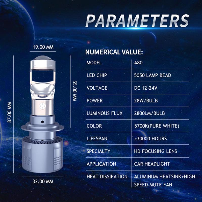 A80 H7 светодиодные автомобильные фары
