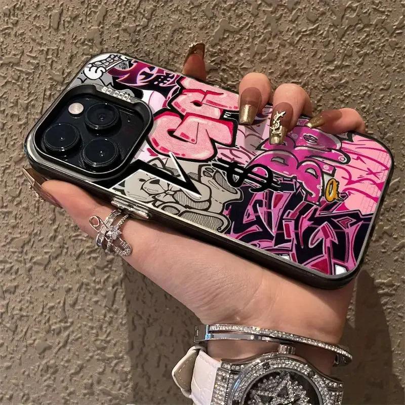 Розовый Уличный Граффити Хип-Хоп Дизайн Защитный Чехол для Серии iPhone 17 16 15 14 13 12 11 16E Pro Max Plus