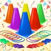 1 Set 3 In 1 Carnival Game Set, Soft Plastic Cone Bean Bag Ring Throwing Game Kids Birthday Party Outdoor Game Supplies Combo Set