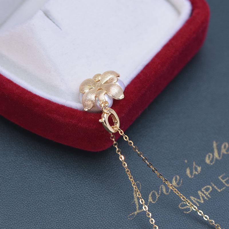 Подвеска-колье с жемчугом из пресной воды 5-6 мм с высокой степенью блеска на серебряной цепочке S925