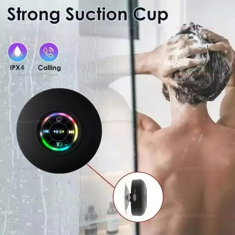Portable Wireless Bluetooth Speaker Music Player LED Light IPX4 Bathroom Waterproof Loudspeaker With Suction Cup Sound Box