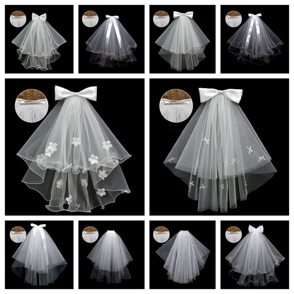 Flower Marry Veil Pearl Wedding Gauze Simple Bride Head Gauze Women