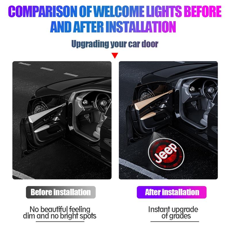 For Jeep Jeep Car Door Wireless Welcome Light LED HD Projector Lamp Decoration For Jeep Renegade Compass Grand Cherokee Wran