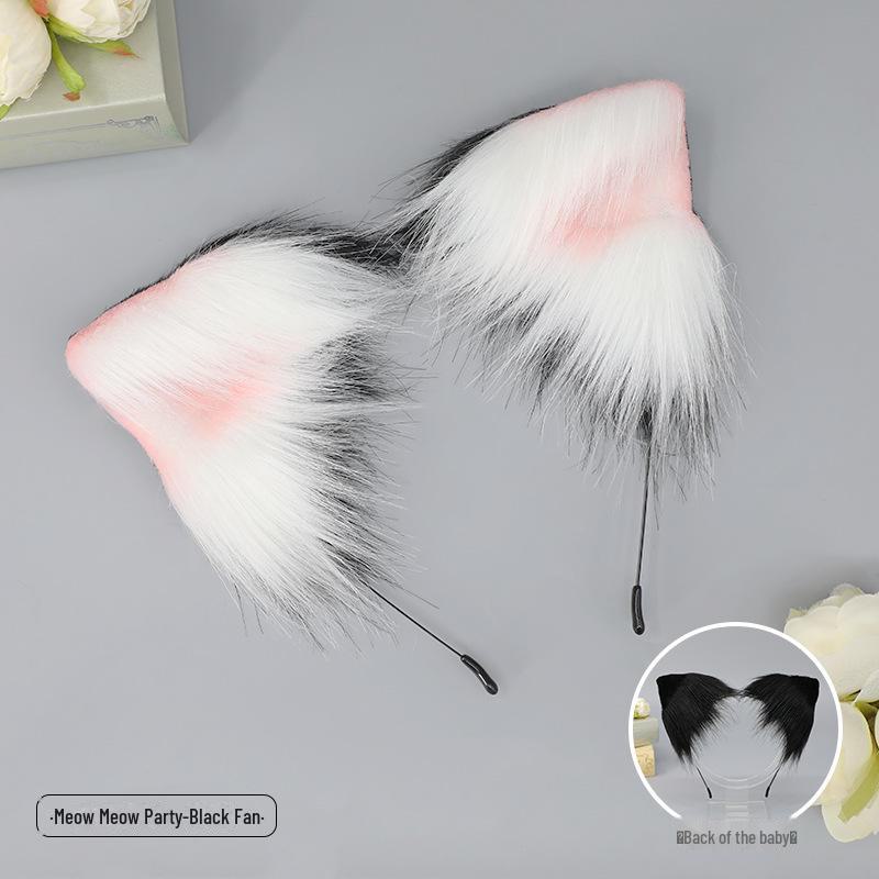 Повязка на голову с плюшевыми кошачьими ушками ручной работы для косплея - аксессуары для волос с ушками животных для костюмов и реквизита