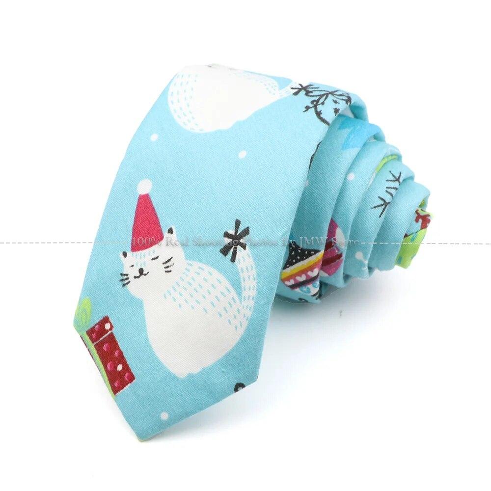 New, Cotton, Christmas, 6cm Tie, Red, Blue, Green Necktie, Santa Claus Snowflake,Neck Tie Festival,