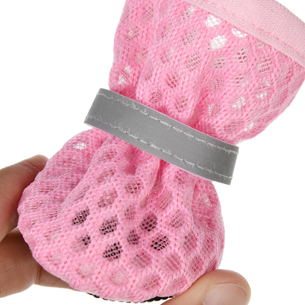 Mesh Dog Shoes For Small Dogs Cats Paw Protector Puppy Boots Reflective Breathable Chihuahua Pug Sandals Pet Supplies 4pcs/set