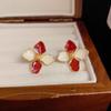 White Flower Stud Earrings Gold Trim Enamel Petals For Daily Wear Weddings Gifts