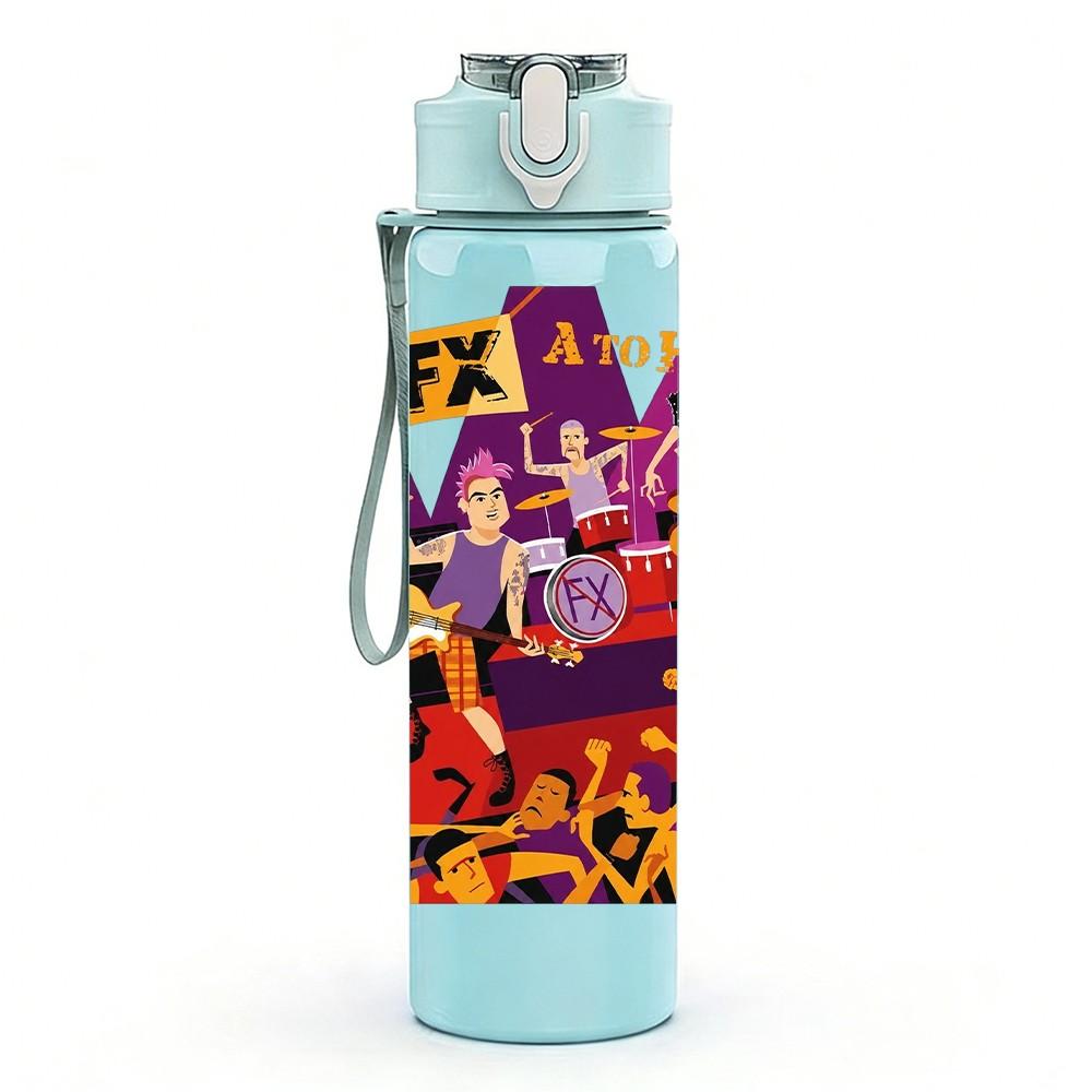 1PC Colorful Pattern A B C H 750ml sports water bottle leakproof straw lid outdoor office home