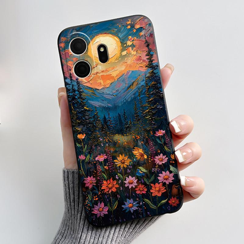 Phone Case For TCL NxtPaper 70 Pro Bumper Black Silicone Shockproof Soft Casing Pattern New Design Love Moon Pattern Cover