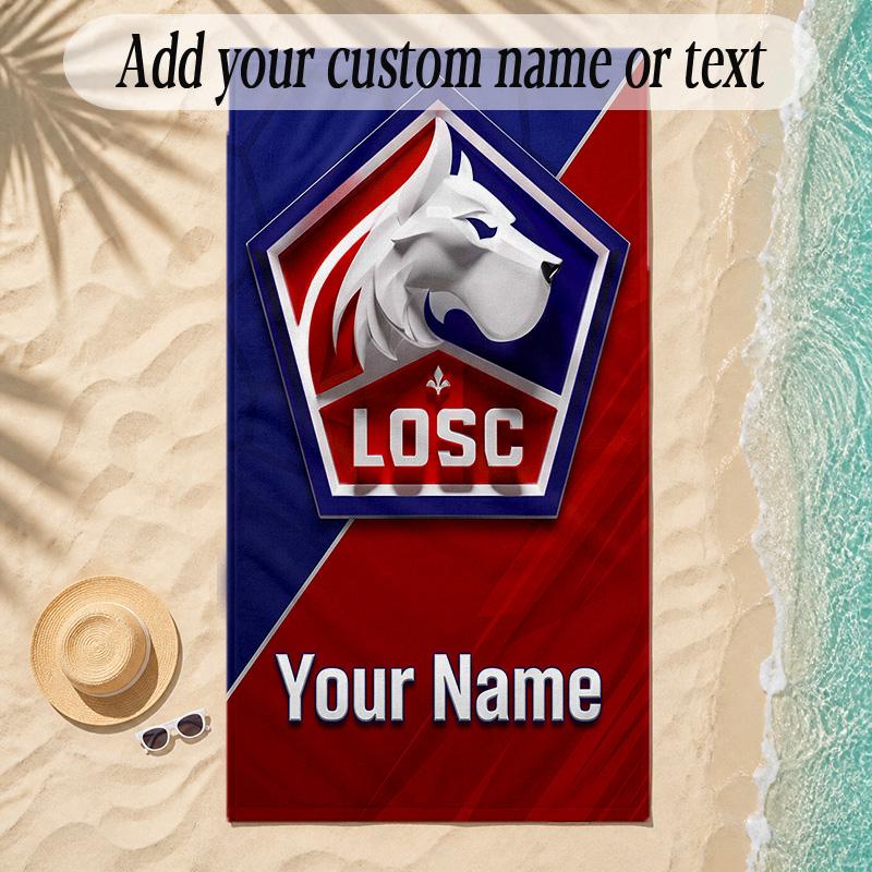 Beach TowelLOSC Lille Custom Name Text Personalized Soft Towel for Beach Pool Indoor Home Decor Gift