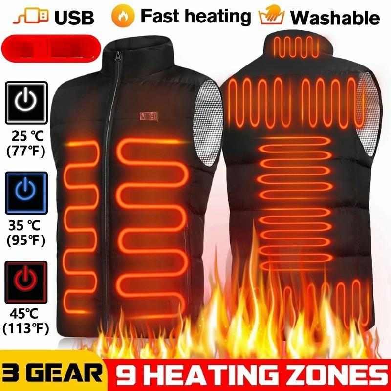 9 мест жилет с подогревом для мужчин женщин USB куртка с подогревом тепловой жилет охотничий жилет зима