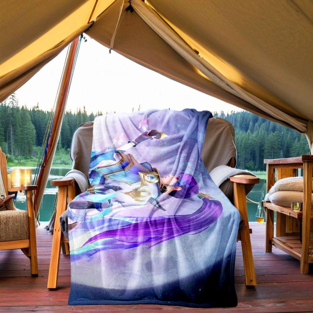 "Galactic Guardian: Purple Fantasy Armor Set"Blanket Lightweight Flannel Throw Blanket for Sofa, Bed, Travel, Camping, Livingroom, Office, C