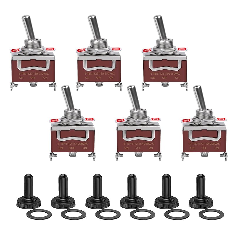 8 Pack Toggle Switches, 2 Pin 20A 125V AC/ 15A 250V AC ON Off Switch, SPST Car Rocker Switches With Boot Cap Cover, 12V Heavy Duty Waterproof Toggle