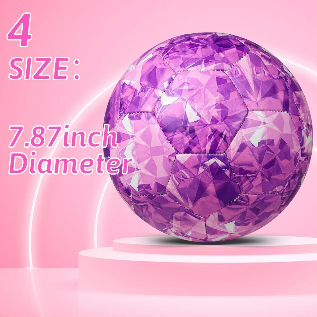 BYAOSUN Soccer Size TPU and for Practice and Purple Ball, 4, Leather, Soft, Durable, Abrasion-Resistant, Competition, [Used]