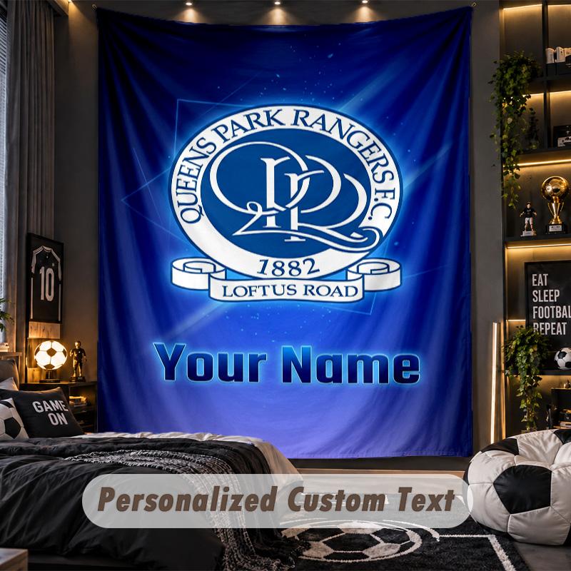 TapestryQueens Park Rangers FC Custom Name Text Personalized Wall Hanging Tapestry Home Wall Decor