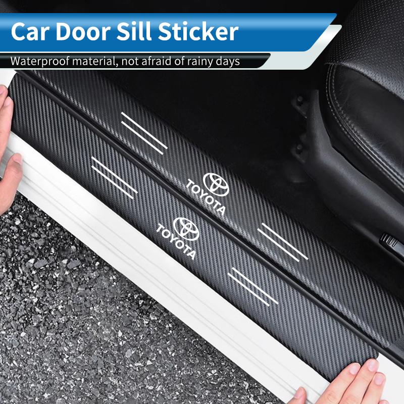 4PCS Car Door Sill Protective Films Stickers For Toyota Corolla Yaris Camry Prius RAV4 CHR Hilux Aygo Avensis Key Accessories