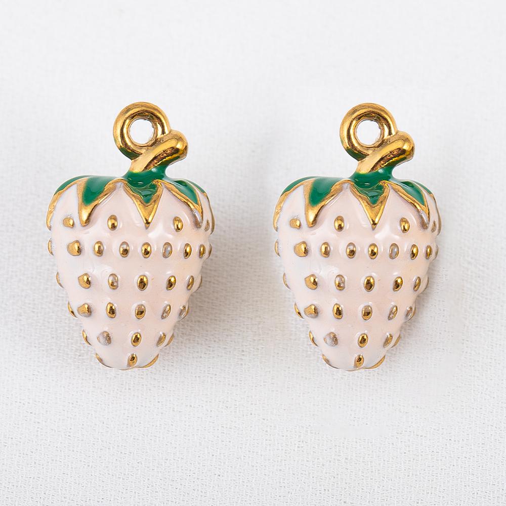 2pcs Stainless Steel Enamel Cute Strawberry Banana Corn Grape Cherry Charms Gold Plated DIY Bracelet Earrings Jewelry Findings