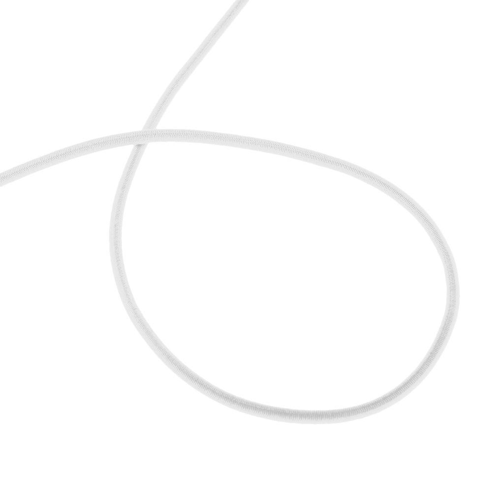 Abrasion Resistant 3mm Heavy Duty Durable Rubber Core Polyester Elastic Rope Bungee Rope Shock Cord 9 Sizes 10m - White,