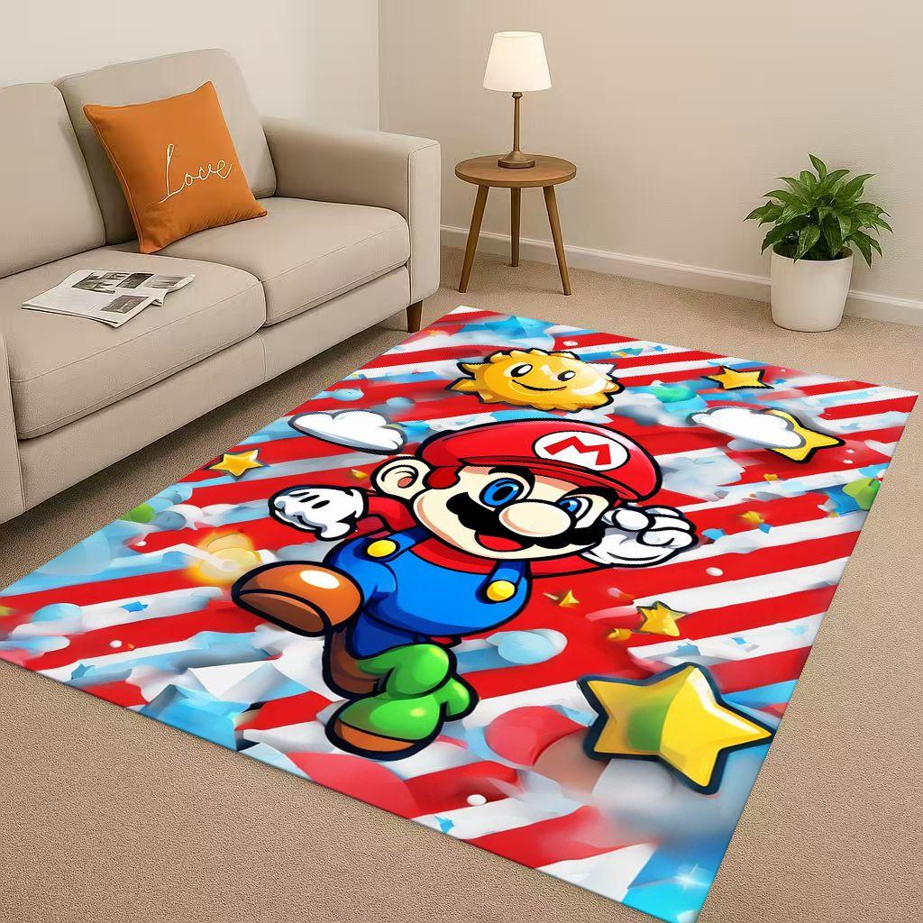 3D MINISO Mario Game Cartoon Christmas Gift Living Room Non-Slip Area Rug Carpet for Bedroom Playroom Sofa,Home Decor Doormat